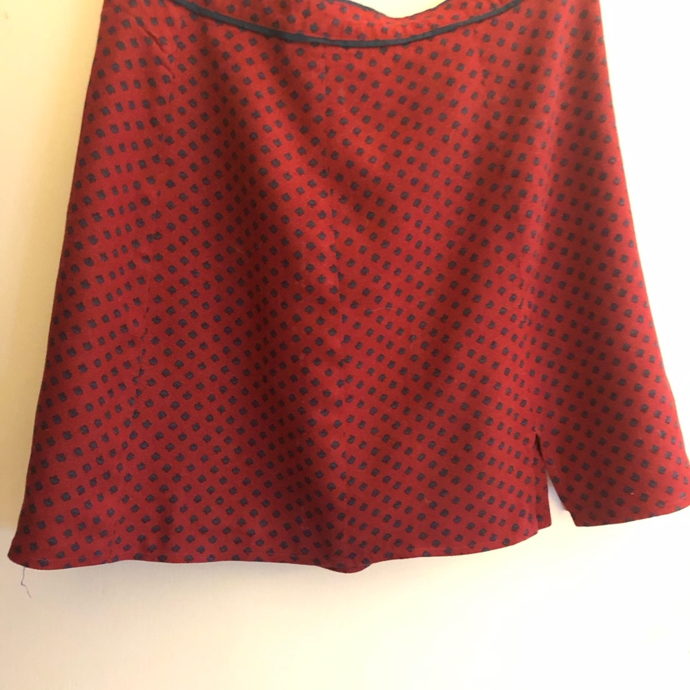 Red and Navy Patterned Skirt